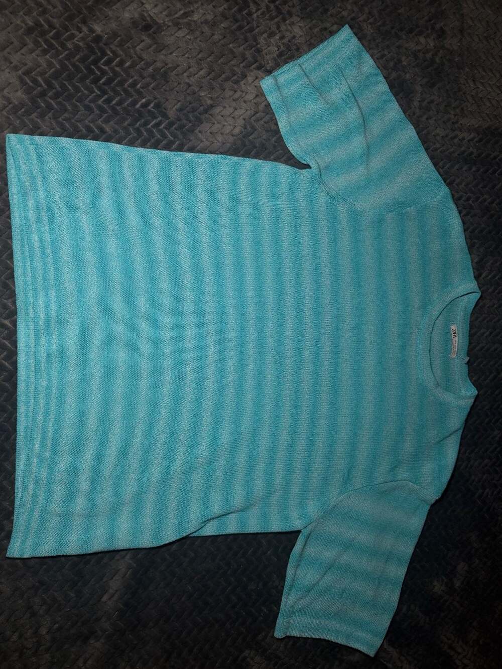 Zara Men's Blue Striped Knit Short Sleeve Sweater Size M